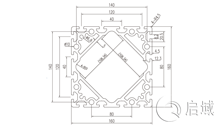 QY-8-160160W铝型材图纸